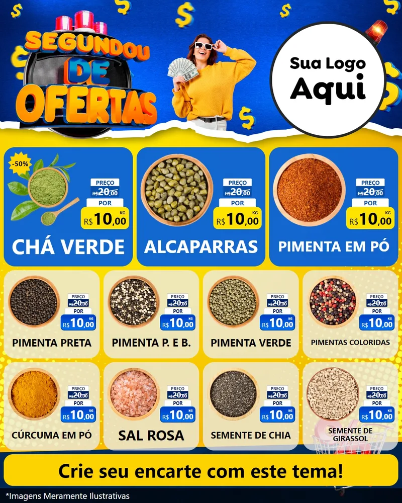 Modelo de Rede Social para Feed Instagram com o tema Segundou de Ofertas para Produtos Naturais