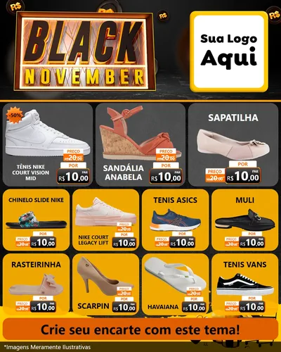 Modelo de Rede Social para Feed Instagram com o tema Black November para Calçados