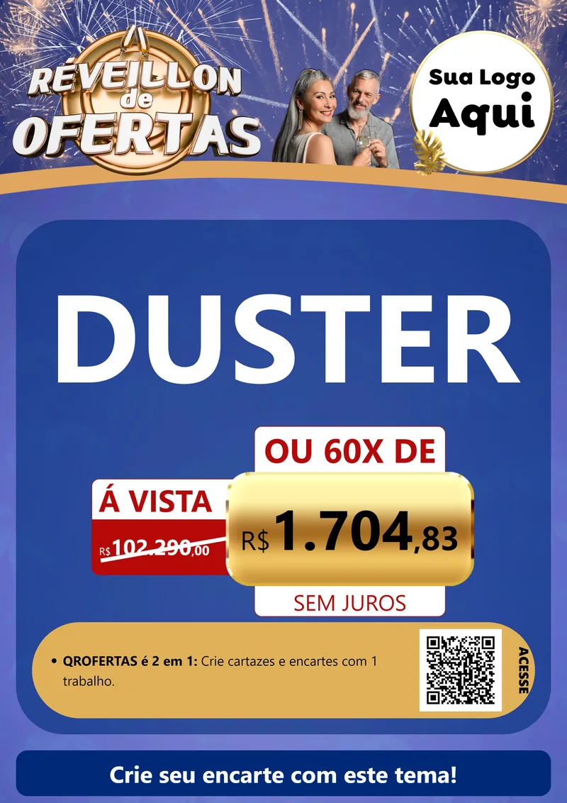 Modelo de Cartaz para Cartaz A4 Vertical com o tema Réveillon de Ofertas para Concessionaria de Carros