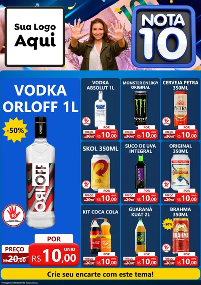 Modelo de Encarte para Encarte A4 Vertical com o tema Nota 10 para Distribuidora de bebidas