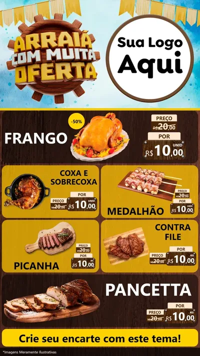 Modelo de TV para TV Vertical com o tema Ofertas de São João - Junina para Assados
