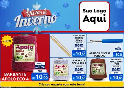 Modelo de Encarte para Encarte A4 Horizontal com o tema Ofertas de Inverno para Armarinho e Aviamentos