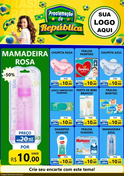 Modelo de Encarte para Encarte A4 Vertical com o tema Proclamação da República para Bebês