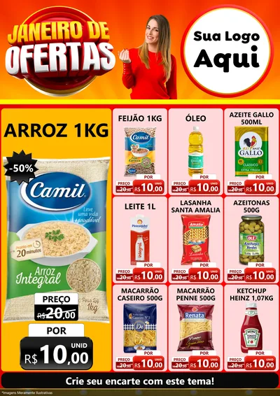Modelo de Encarte para Encarte A4 Vertical com o tema Janeiro de Ofertas para Supermercado