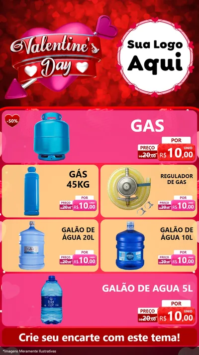 Modelo de TV para TV Vertical com o tema Valentine's Day para Água e gás