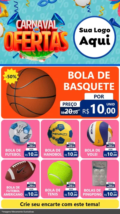 Modelo de Rede Social para Stories com o tema Carnaval de Ofertas para Artigos Esportivos