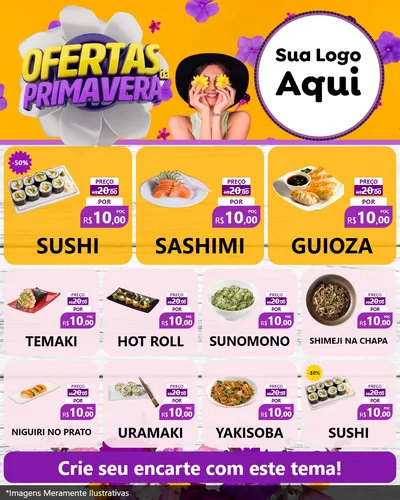 Modelo de Rede Social para Feed Instagram com o tema Ofertas Da Primavera para Comida japonesa