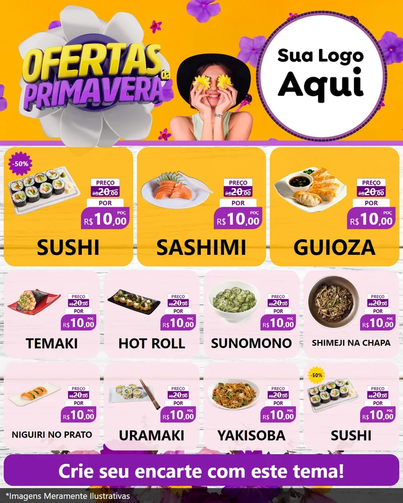 Modelo de Rede Social para Feed Instagram com o tema Ofertas Da Primavera para Comida japonesa