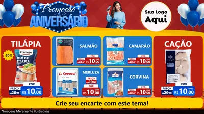 Modelo de TV para TV Horizontal com o tema Promoção de Aniversário para Peixaria