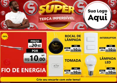 Modelo de Encarte para Encarte A4 Horizontal com o tema Super Terça Imperdível para Materiais Elétricos