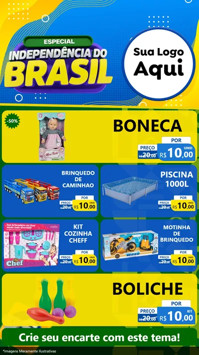 Modelo de TV para TV Vertical com o tema Especial Independência do Brasil para Brinquedos