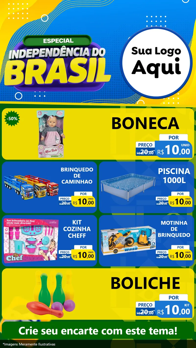 Modelo de TV para TV Vertical com o tema Especial Independência do Brasil para Brinquedos