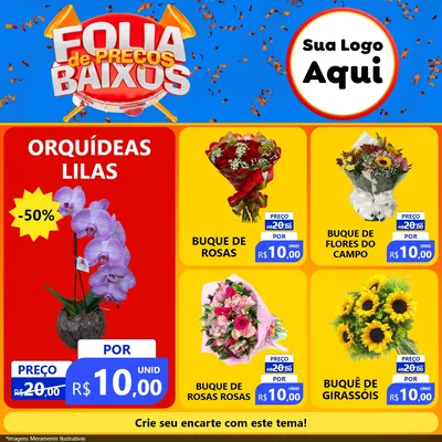Modelo de Rede Social para Feed Facebook com o tema Folia de Preços Baixos para Floricultura e jardim