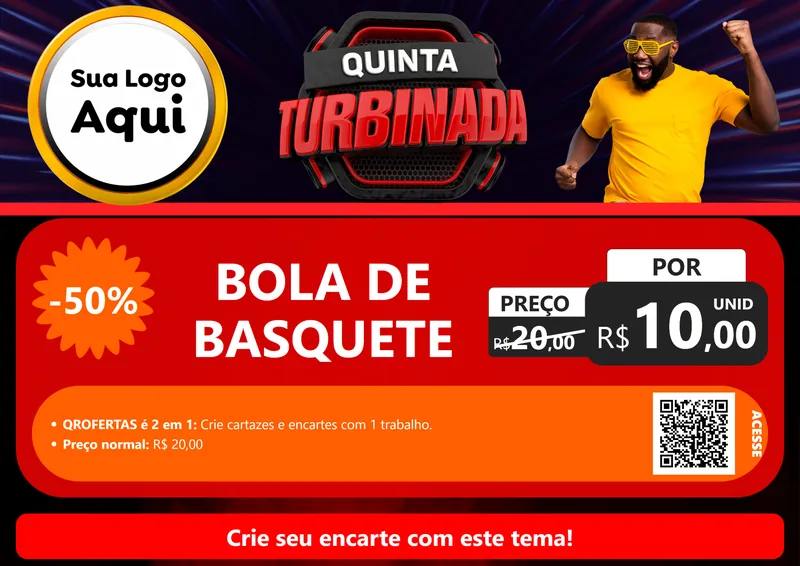 Modelo de Cartaz para Cartaz A4 Horizontal com o tema Quinta Turbinada para Artigos Esportivos