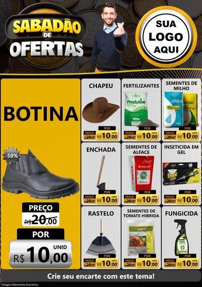 Modelo de Encarte para Encarte A4 Vertical com o tema Sabadão de Ofertas para Agropecuária