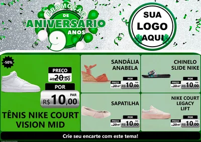 Modelo de Encarte para Encarte A4 Horizontal com o tema Promoção de Aniversário - 9 Anos para Calçados