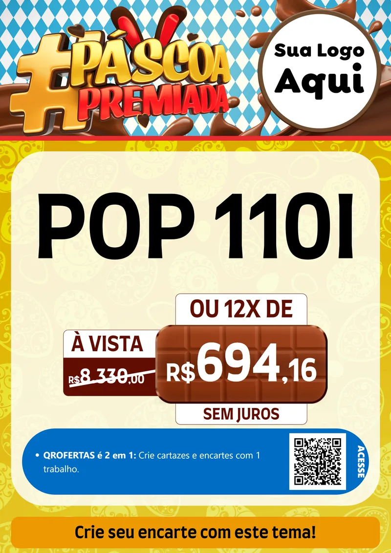 Modelo de Cartaz para Cartaz A4 Vertical com o tema Páscoa Premiada para Concessionaria de Motos