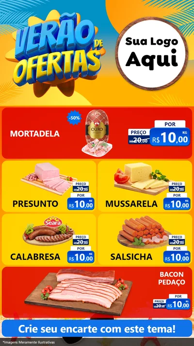 Modelo de TV para TV Vertical com o tema Verão de Ofertas para Frios e Laticínios