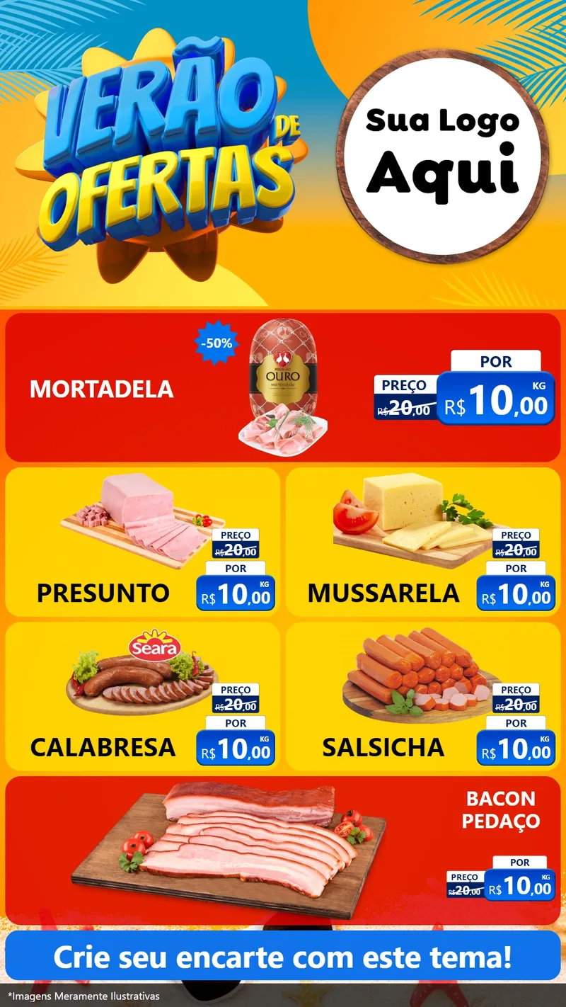Modelo de TV para TV Vertical com o tema Verão de Ofertas para Frios e Laticínios