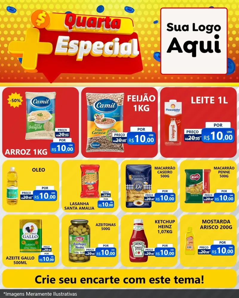 Modelo de Rede Social para Feed Instagram com o tema Quarta Mais Especial para Supermercado