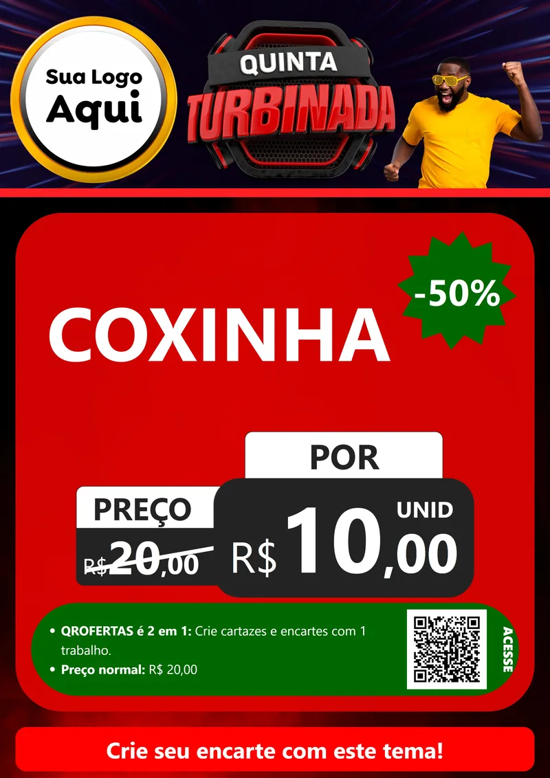 Modelo de Cartaz para Cartaz A4 Vertical com o tema Quinta Turbinada para Salgadaria