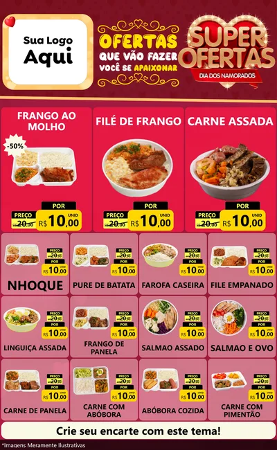 Modelo de Encarte para Encarte Grande com o tema Dia dos Namorados para Restaurante