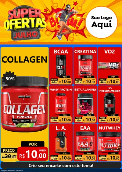 Modelo de Encarte para Encarte A4 Vertical com o tema Super Ofertas Julho para Suplementos alimentares