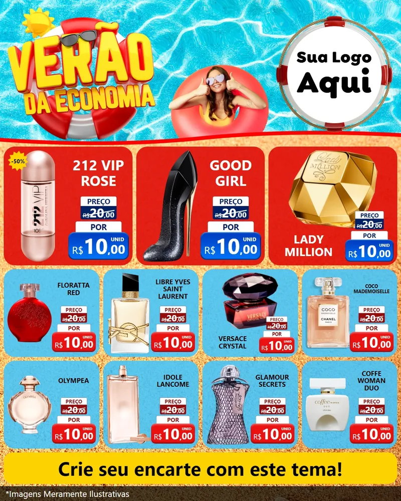 Modelo de Rede Social para Feed Instagram com o tema Verão da Economia para Perfumes