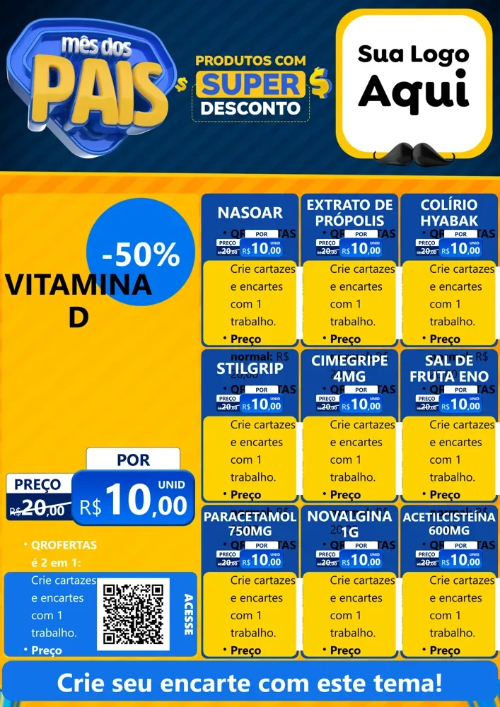 Modelo de Cartaz para Cartaz A4 Vertical com o tema Mês dos Pais para Farmácia