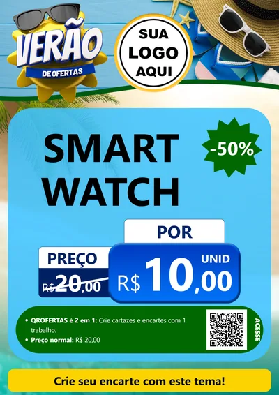 Modelo de Cartaz para Cartaz A4 Vertical com o tema Verão de Ofertas para Informática