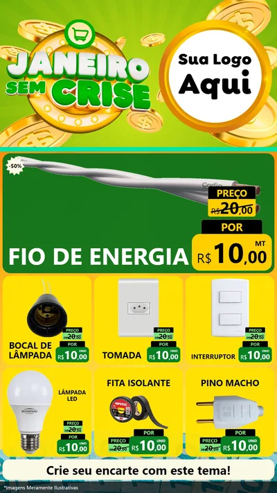 Modelo de Rede Social para Stories com o tema Janeiro Sem Crise para Materiais Elétricos
