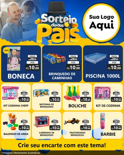 Modelo de Rede Social para Feed Instagram com o tema Sorteio Dia Dos Pais para Brinquedos