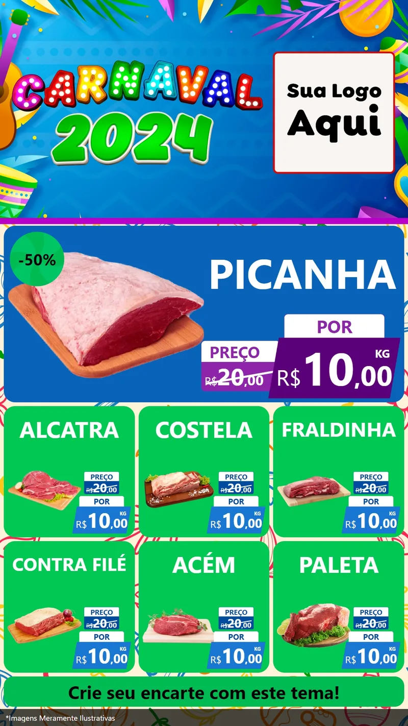 Modelo de Rede Social para Stories com o tema Carnaval 2027 para Açougue