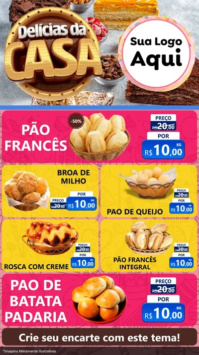 Modelo de TV para TV Vertical com o tema Delícias da Casa para Padaria