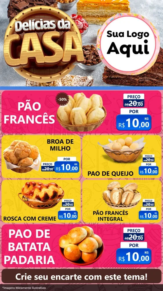 Modelo de TV para TV Vertical com o tema Delícias da Casa para Padaria