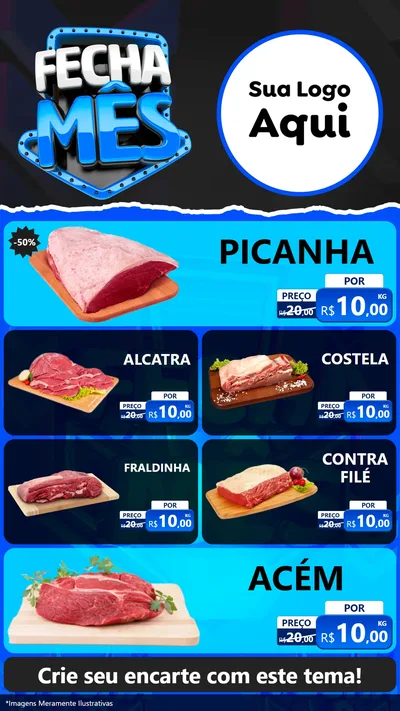 Modelo de TV para TV Vertical com o tema Fecha Mês para Açougue