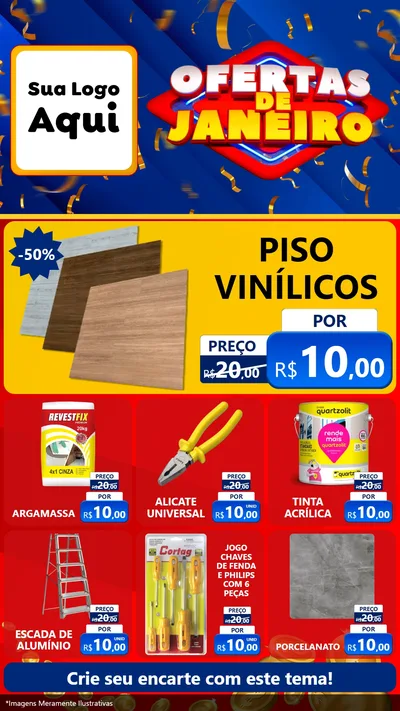 Modelo de Rede Social para Stories com o tema Ofertas de Janeiro para Material para Construção
