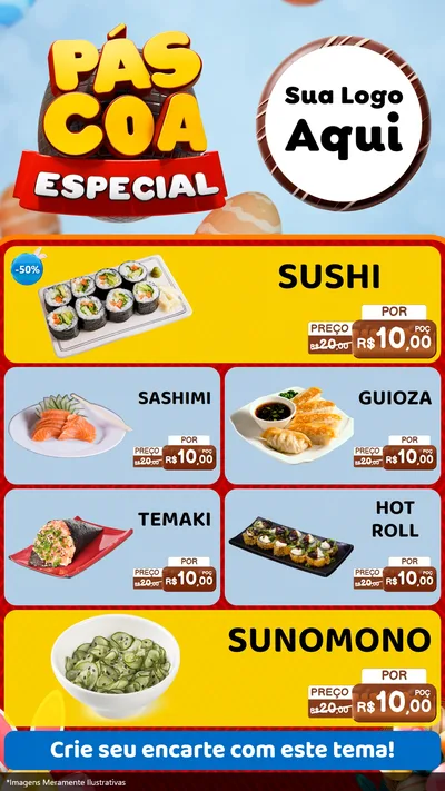 Modelo de TV para TV Vertical com o tema Páscoa Especial para Comida japonesa