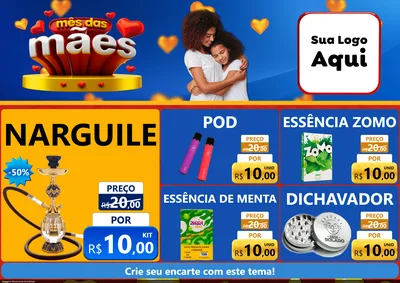 Modelo de Encarte para Encarte A4 Horizontal com o tema Mês das Mães para Tabacaria
