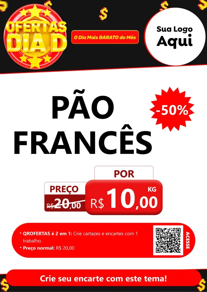 Modelo de Cartaz para Cartaz A4 Vertical com o tema Dia D para Padaria