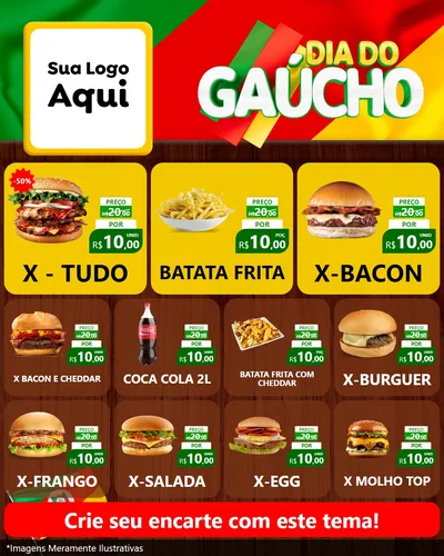 Modelo de Rede Social para Feed Instagram com o tema Dia do Gaúcho para Hamburgueria