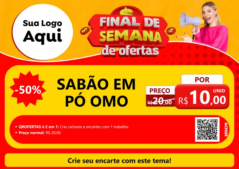 Modelo de Cartaz para Cartaz A4 Horizontal com o tema Final de Semana de Ofertas para Produtos de Limpeza