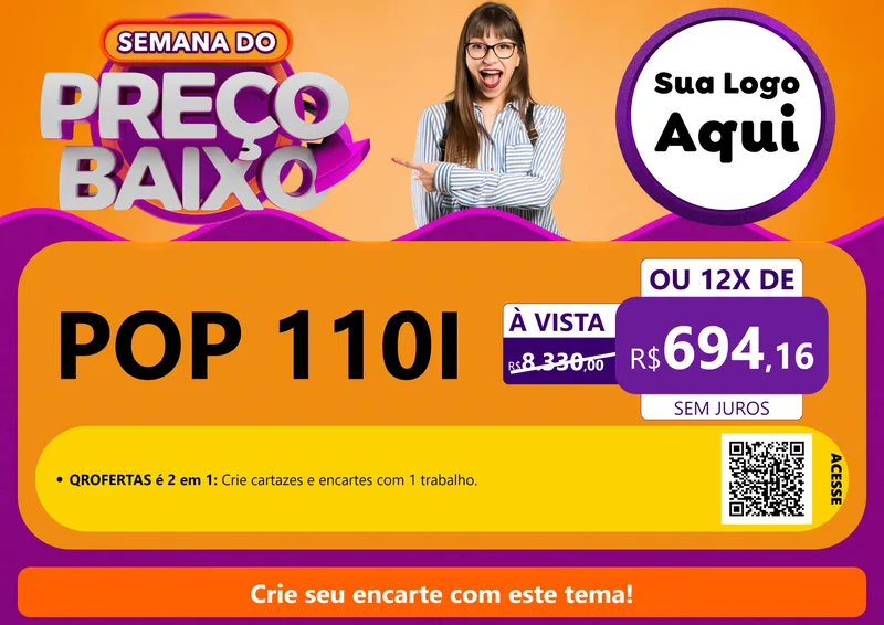 Modelo de Cartaz para Cartaz A4 Horizontal com o tema Semana do Preço Baixo para Concessionaria de Motos