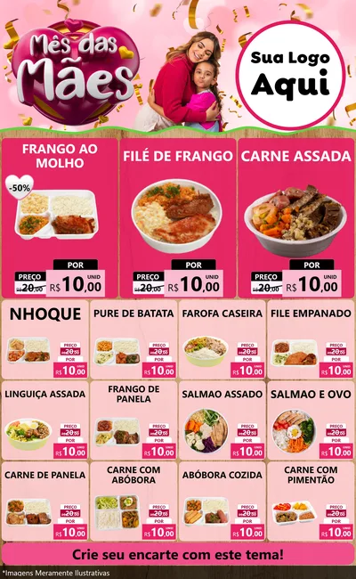 Modelo de Encarte para Encarte Grande com o tema Mês das Mães para Restaurante