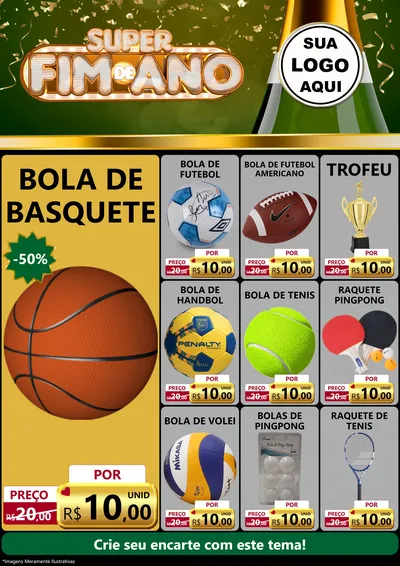 Modelo de Encarte para Encarte A4 Vertical com o tema Super Fim de Ano para Artigos Esportivos