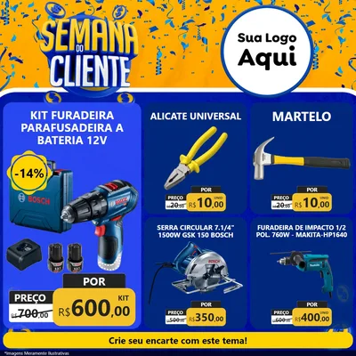 Modelo de Rede Social para Feed Facebook com o tema Semana do Cliente para Maquinas e Ferramentas