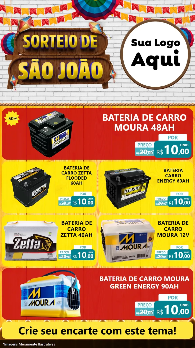 Modelo de TV para TV Vertical com o tema Sorteio de São João para Baterias Elétricas