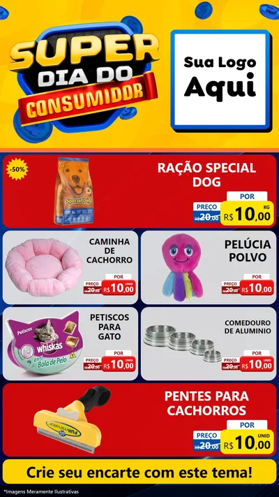 Modelo de TV para TV Vertical com o tema Super Dia do Consumidor para Pet Shop