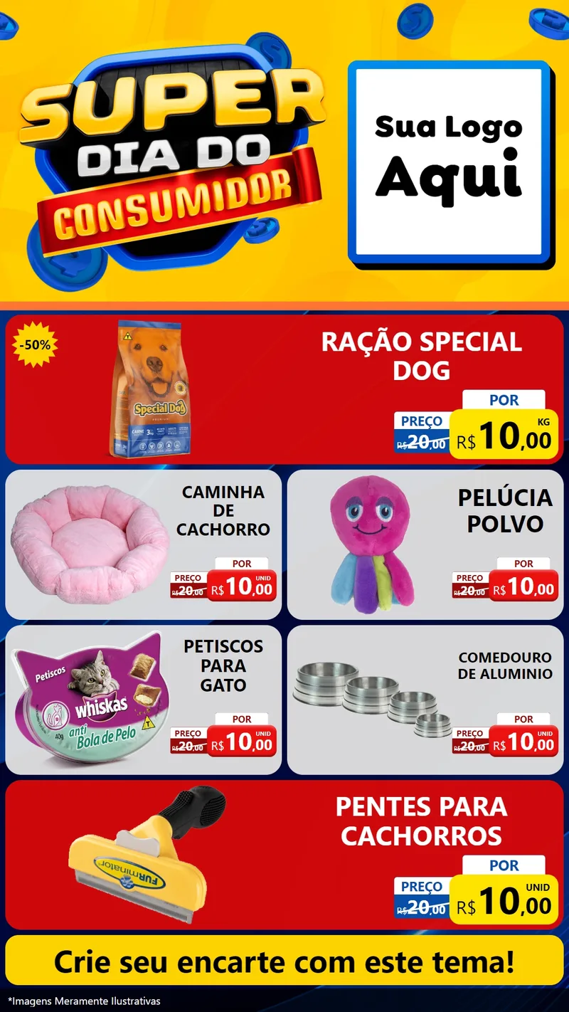 Modelo de TV para TV Vertical com o tema Super Dia do Consumidor para Pet Shop