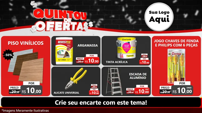 Modelo de TV para TV Horizontal com o tema Quintou de Ofertas para Material para Construção
